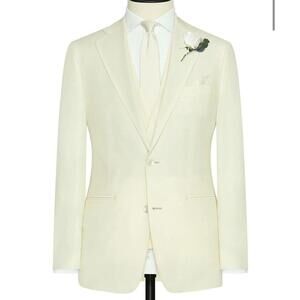 Munro Collection Off-White Wool Faille Suit Jacket